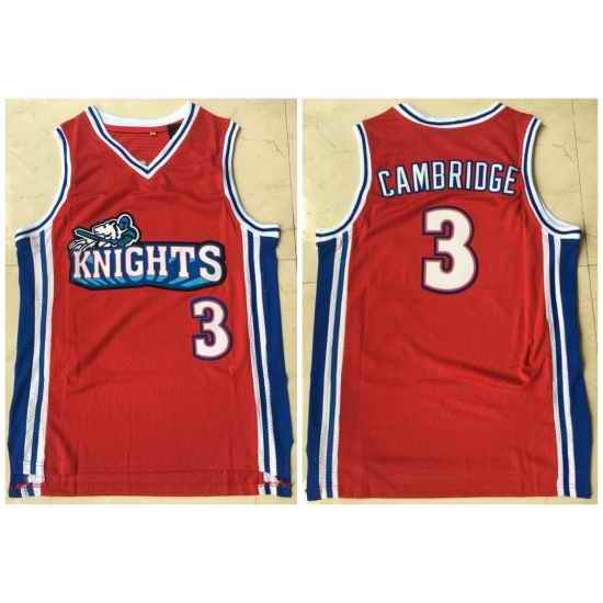 Men Los Angeles Knights 3 Calvin Cambridge Red Movie Basketball Jersey